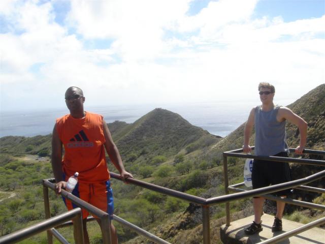 First stop up Diamond Head, Edwin is just barely breathing!