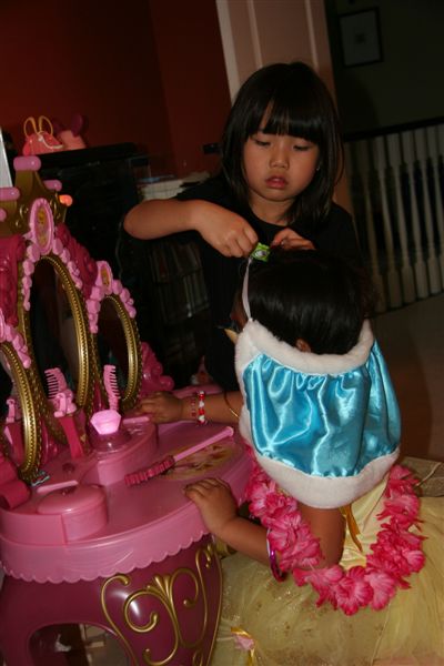 Kiki and Kendra playing with her new Disney Princess Vanity which she absolutely adores!