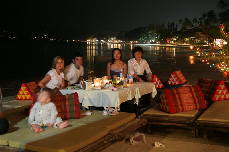 Dinner on the beach outside our bungalow