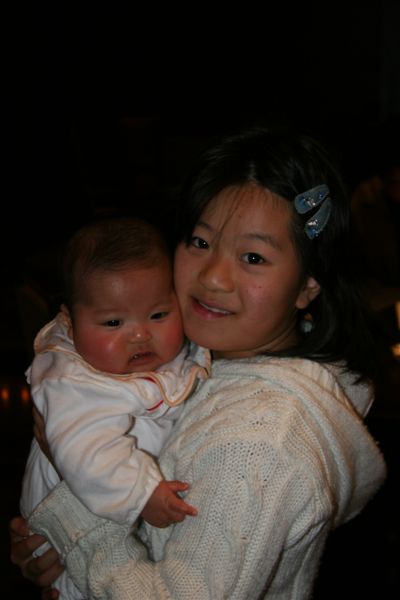 Natsuno and her new baby sister