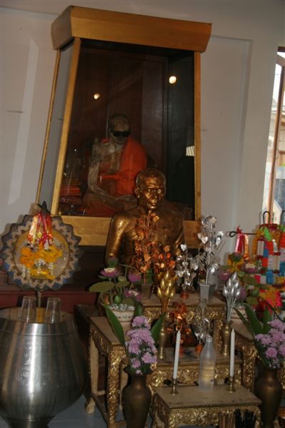 Gold statue is a real mould of the monk mummy