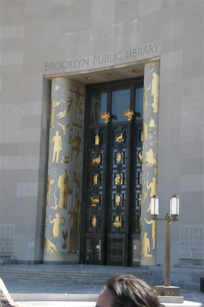 Neat Egyptian-like doors of Brooklyn library