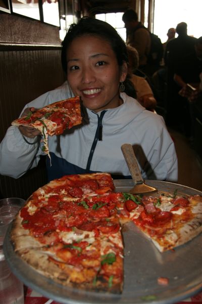 Baked in coal brick oven - yummy! They call this a SMALL?!?!