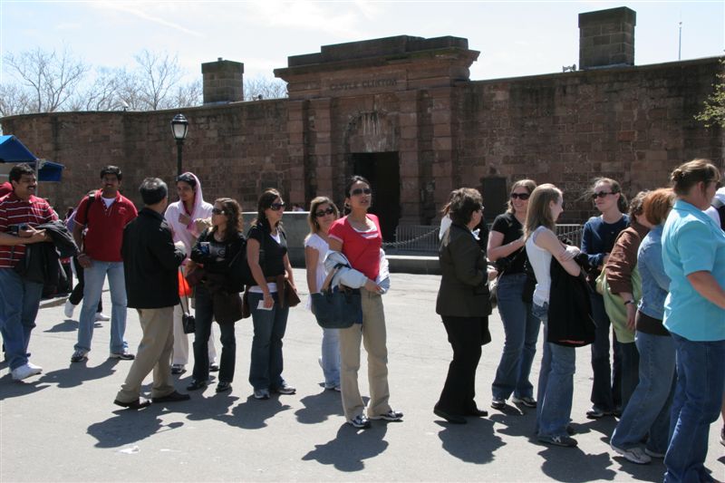 Line up to get on ferry to Liberty Island