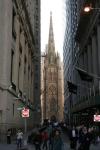Trinity Church nestled west of Wall Street
