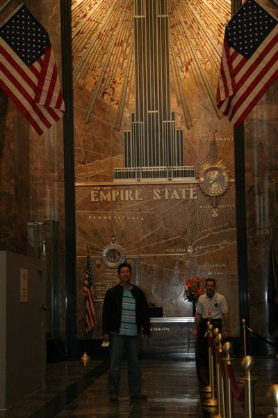 Lobby of Empire State building - lots of gold lamme and art deco