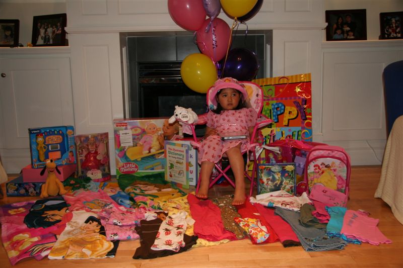 Kendra with all of her prezzies!