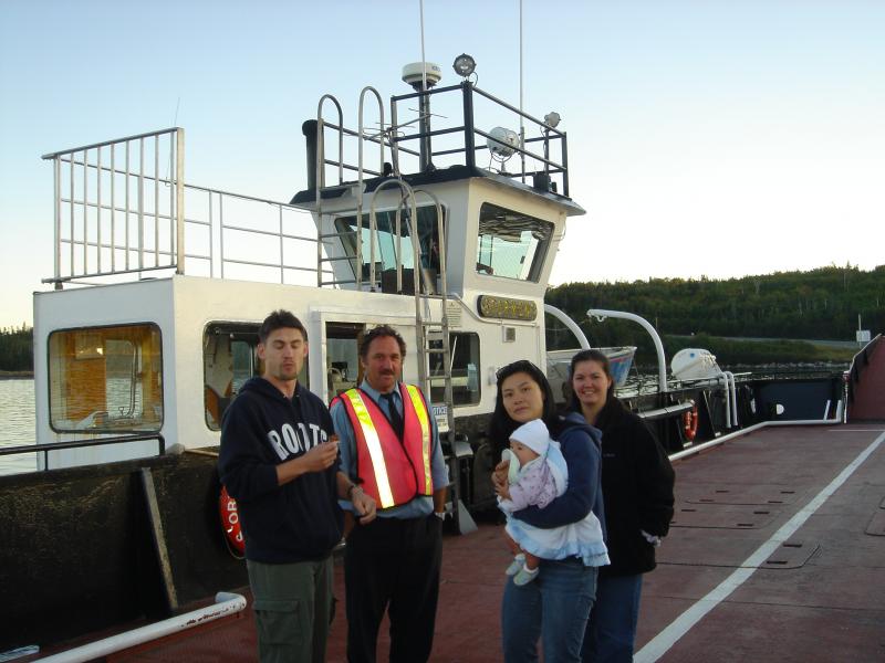 Miles the ferry operator feeding Geoff with their cookies!
How do you say Antigonish??