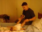 Uncle Geoff HATES feet but I got him to touch mine!