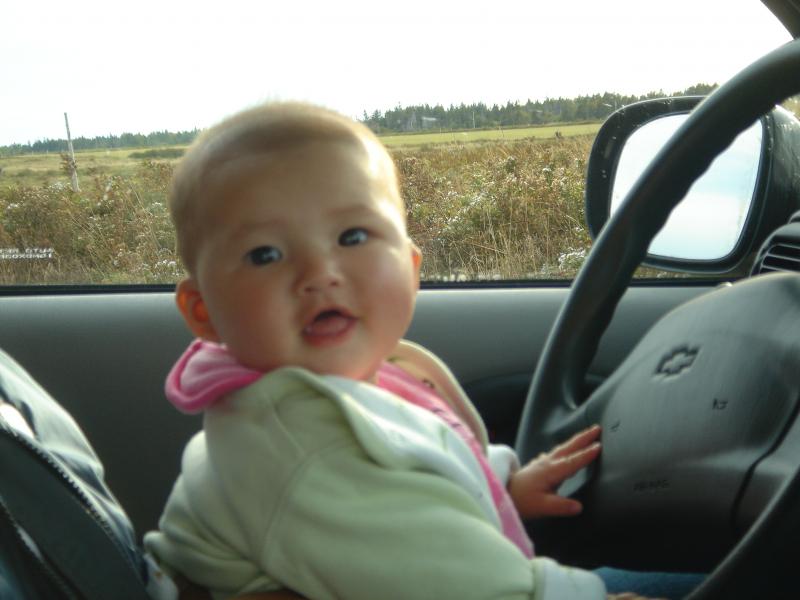 Finally my turn to drive. You try sitting in a car chair for 8 hours!