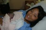 Kendra, seconds after being born.