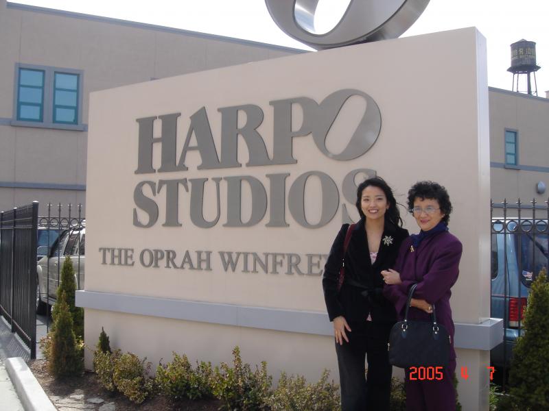 Outside Oprah's studio