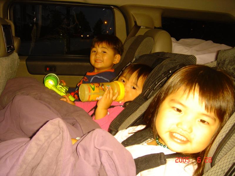 It's 2:00 am and we are snug as a bug in a rug in Daddy's H2!