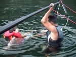 In the water!