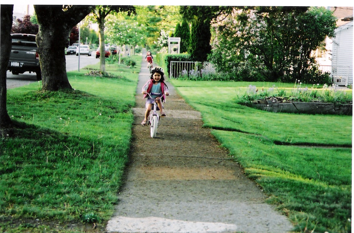 Clare's first time riding a two wheeler